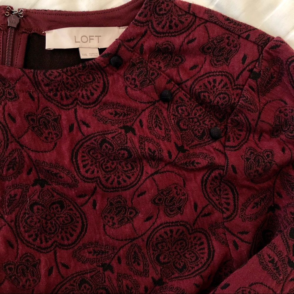 LOFT long sleeve dress, rich burgundy